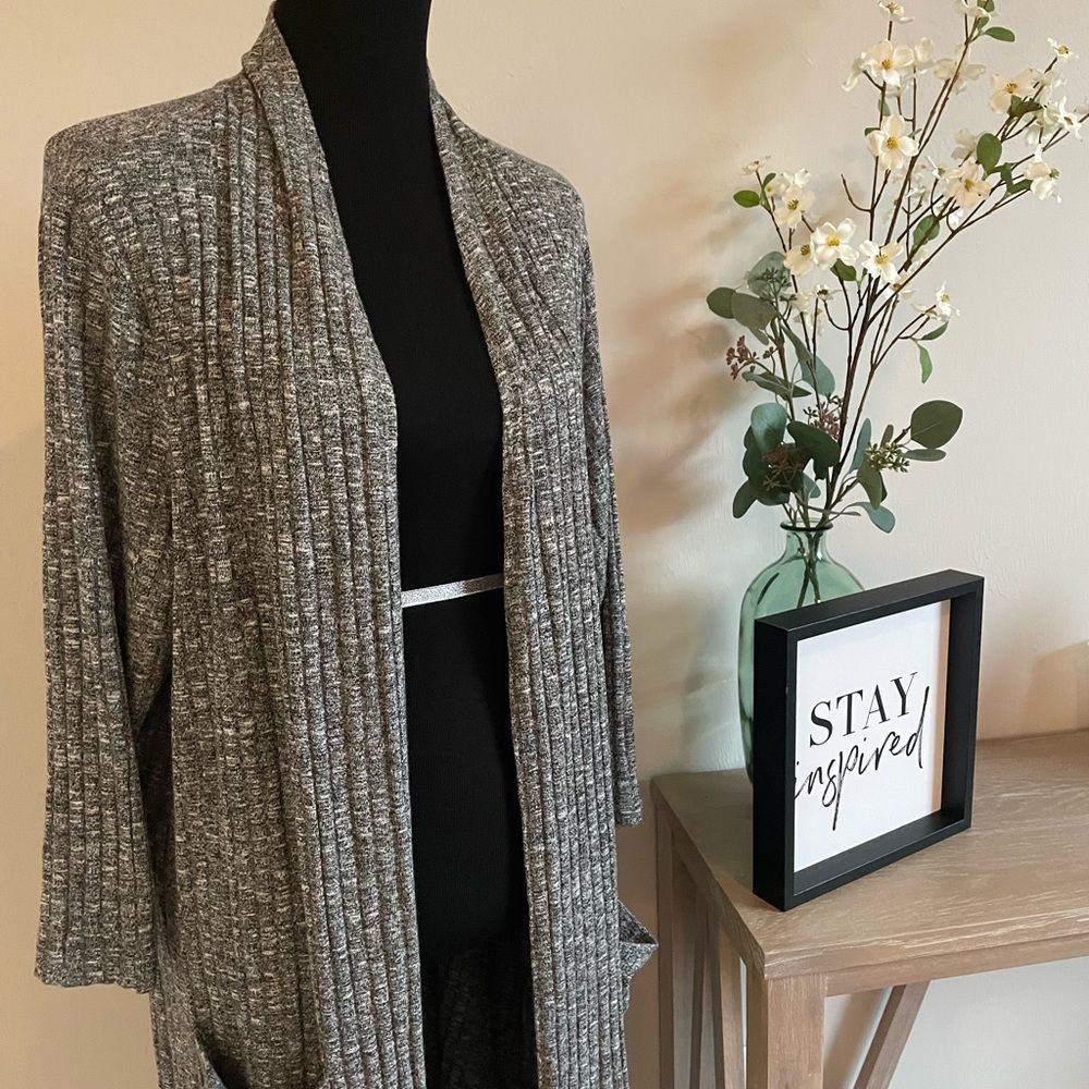 Lisa Rinna Collection Ribbed Long Cardigan - Picture 2 of 7